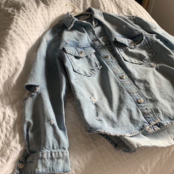 Zara oversized jean Shacket xs - Picture 3 of 4